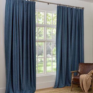 EUC Pottery Barn Belgian Flax Linen Blackout Curtains (2) in Denim 50W x 84L